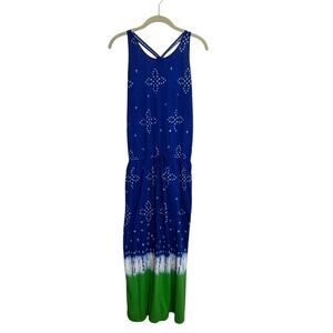 Ralph Lauren Girls Sleeveless Dress Size XL 16 Blue Green Racerback Maxi NEW
